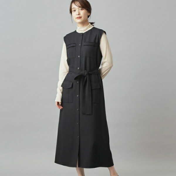 【洗える前開きボタン】ウォッシャブルツイードライクワンピース／ドレステリア（DRESSTERIOR）