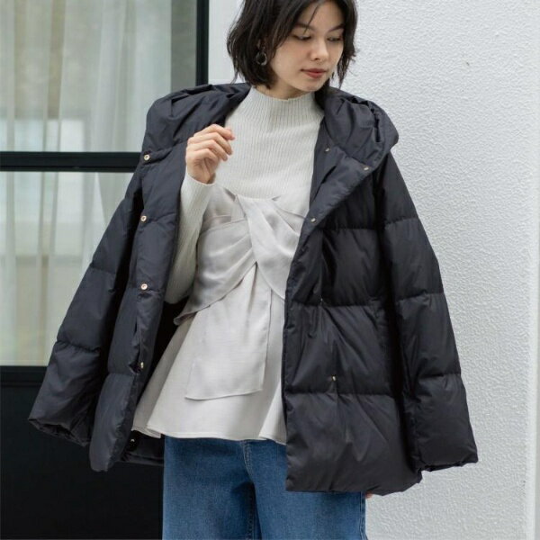 撥水フードミドルダウンコート【防風抗菌防臭洗濯機OK】《S〜LL》／オペークドットクリップ（OPAQ ...