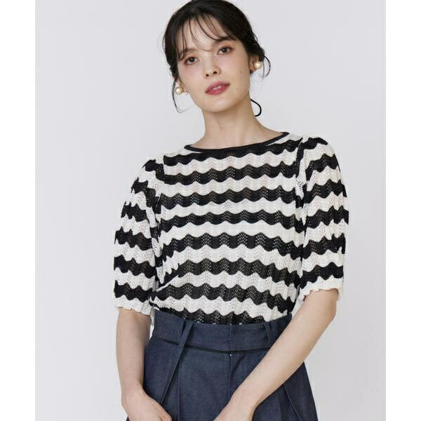 透かしボーダーニット／マーリエ ル カセット（Maglie le cassetto）