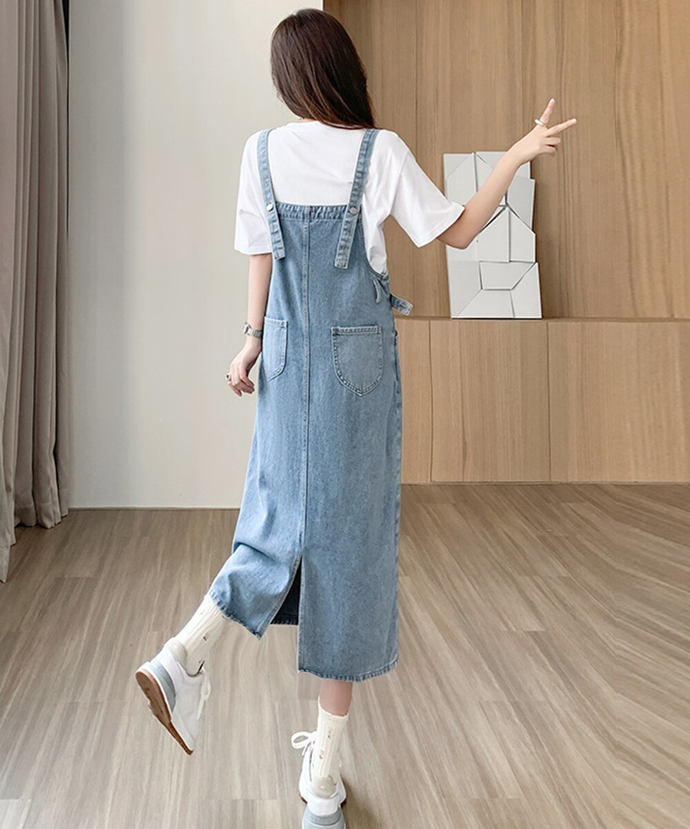 サロペット デニムワンピース 体型カバー／ミニミニストア（miniministore）