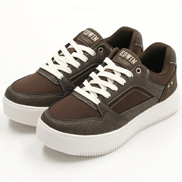 エドウイン 軽量 ボリュームソール シンプル コート スニーカー EDW-4377／エドウィン（EDWIN）