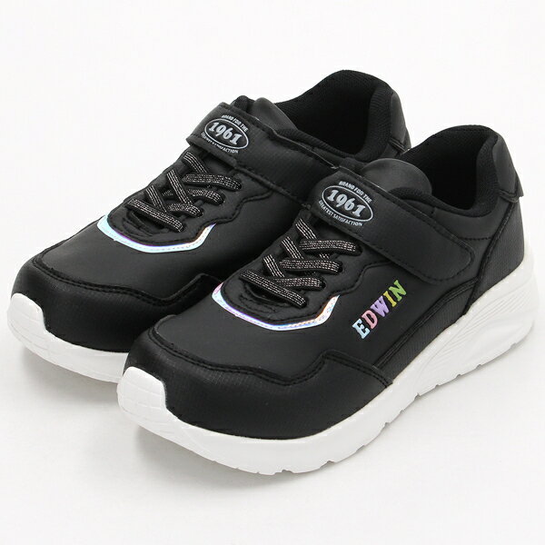 エドウイン 軽量 防水 かわいい サイドロゴ マジックベルト スニーカー EDW-3677／エドウィン（EDWIN）