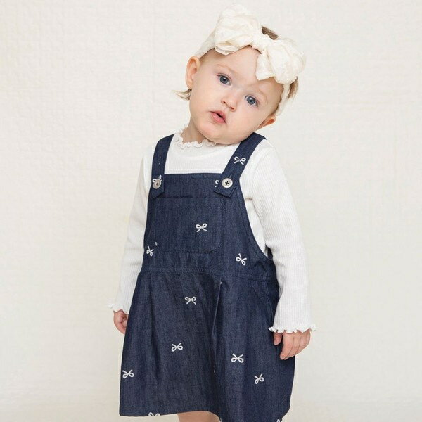 【おそろい】リボン柄刺しゅうジャンパースカート／ブランシェス（branshes）