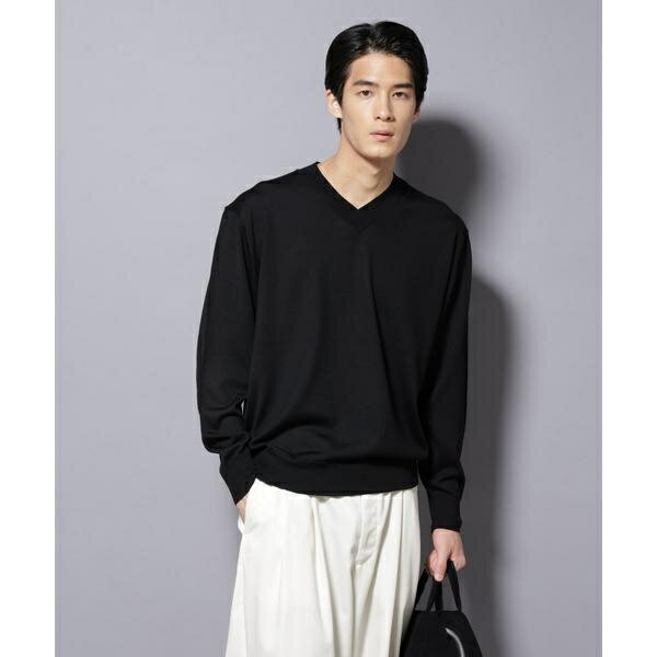 「毛玉レスニット」ファインゲージVネック／ナノユニバース（NANO universe）