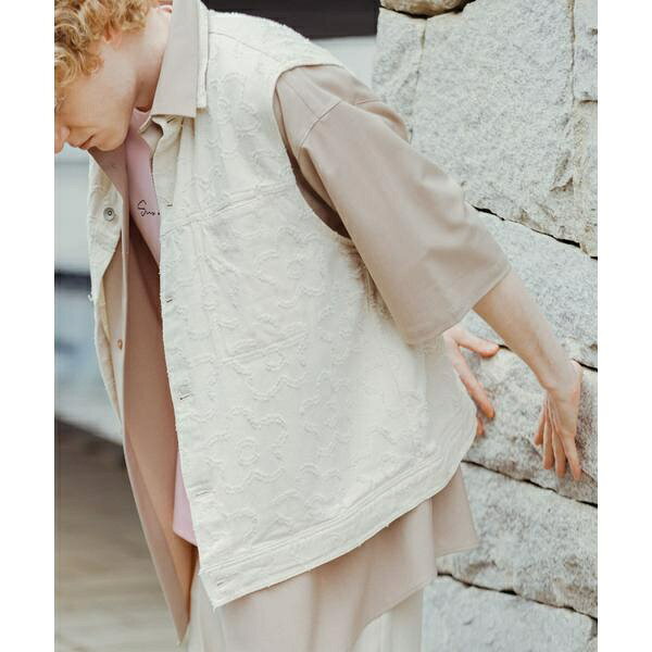 『セットアップ対応』 フラワーデニムベスト／センスオブプレイスバイアーバンリサーチ（SENSE OF PLAC..