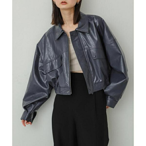 クロップドレザーライクブルゾン／センスオブプレイスバイアーバンリサーチ（SENSE OF PLACE）