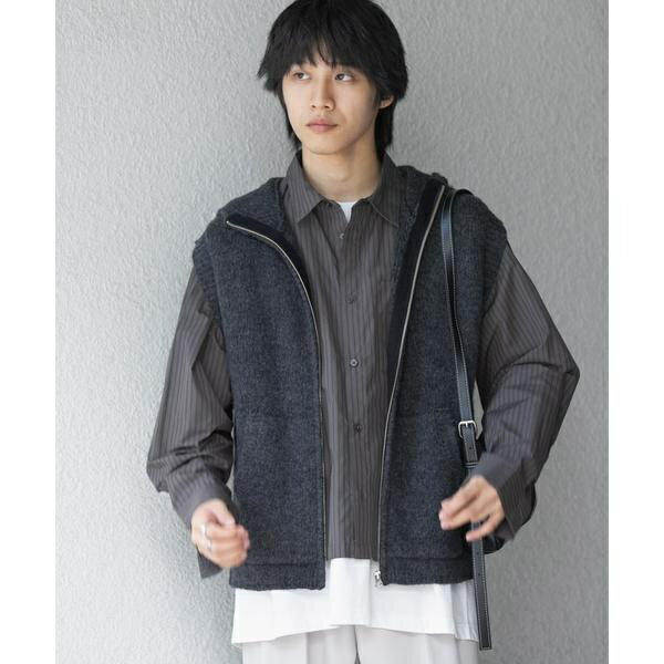 『洗濯可』シャギーフーディーベスト／センスオブプレイスバイアーバンリサーチ（SENSE OF PLACE）