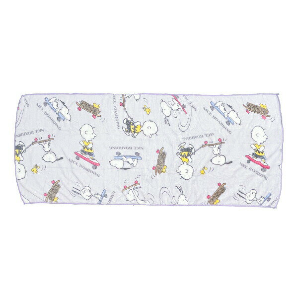 スヌーピー スケボー クイックドライビッグフェイスタオル (パープル) SNOOPY／パーフェクト・ワールド・トーキョー（Perfect World Tokyo）