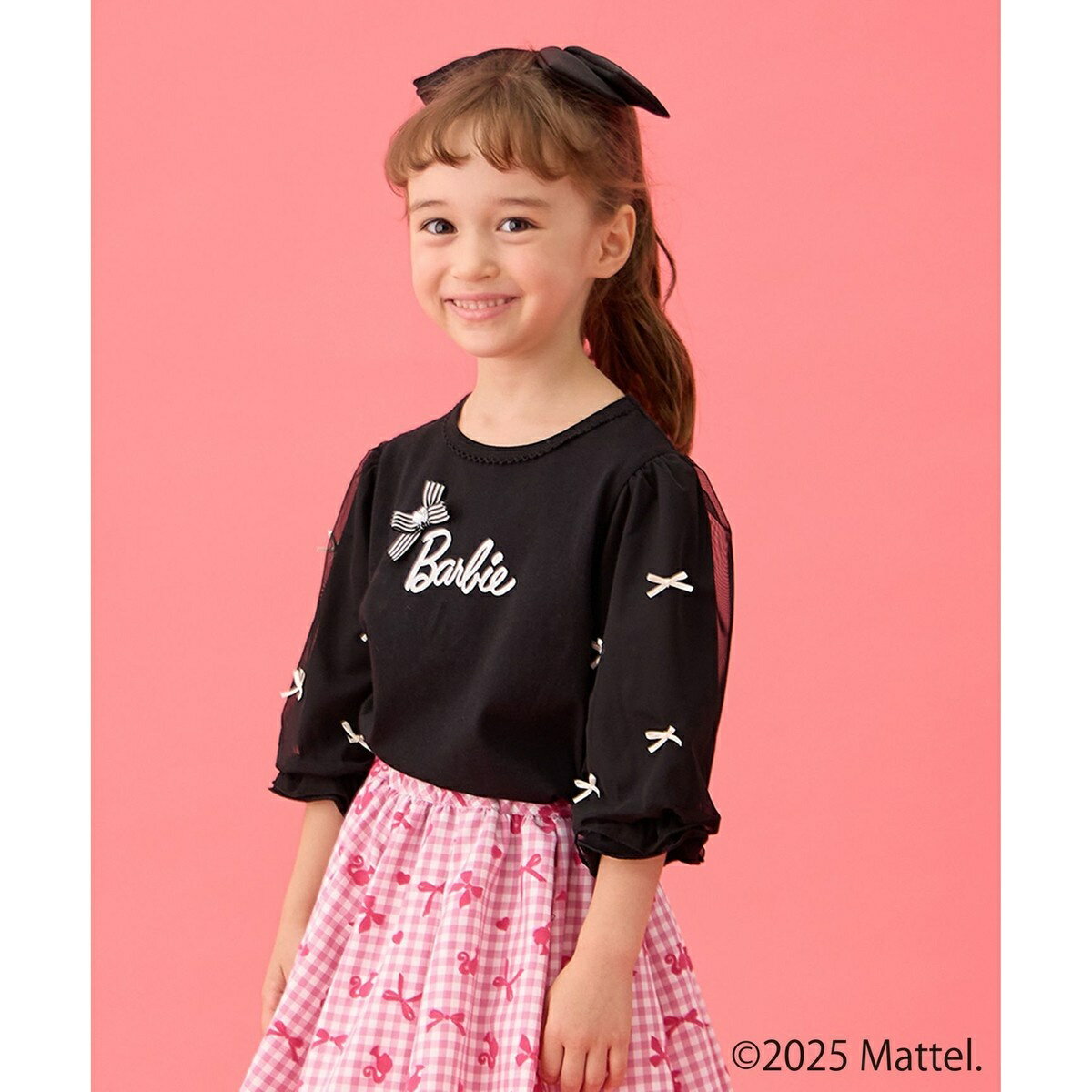 【Barbie(TM)】リボン 七分袖Tシャツ／エニィ（any FAM）のサムネイル