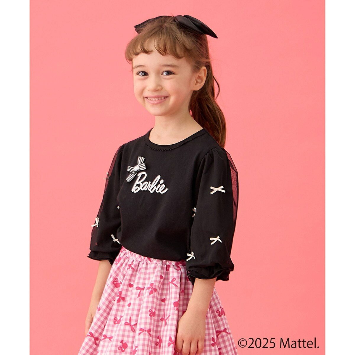 【Barbie(TM)】リボン 七分袖Tシャツ／エニィファム（any FAM）のサムネイル