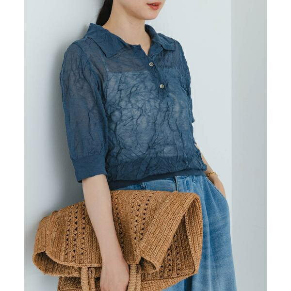 new basic　リネン混ワッシャーシャツカラーニット／アーバンリサーチ（URBAN RESEARCH）
