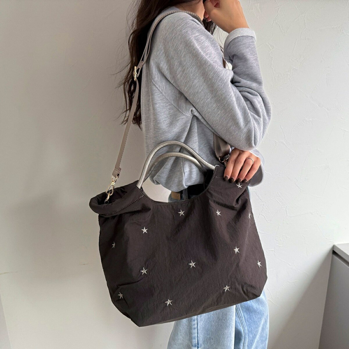 バイカラー星刺しゅう2WAYトートバッグ／フレディエミュ（fredy emue）