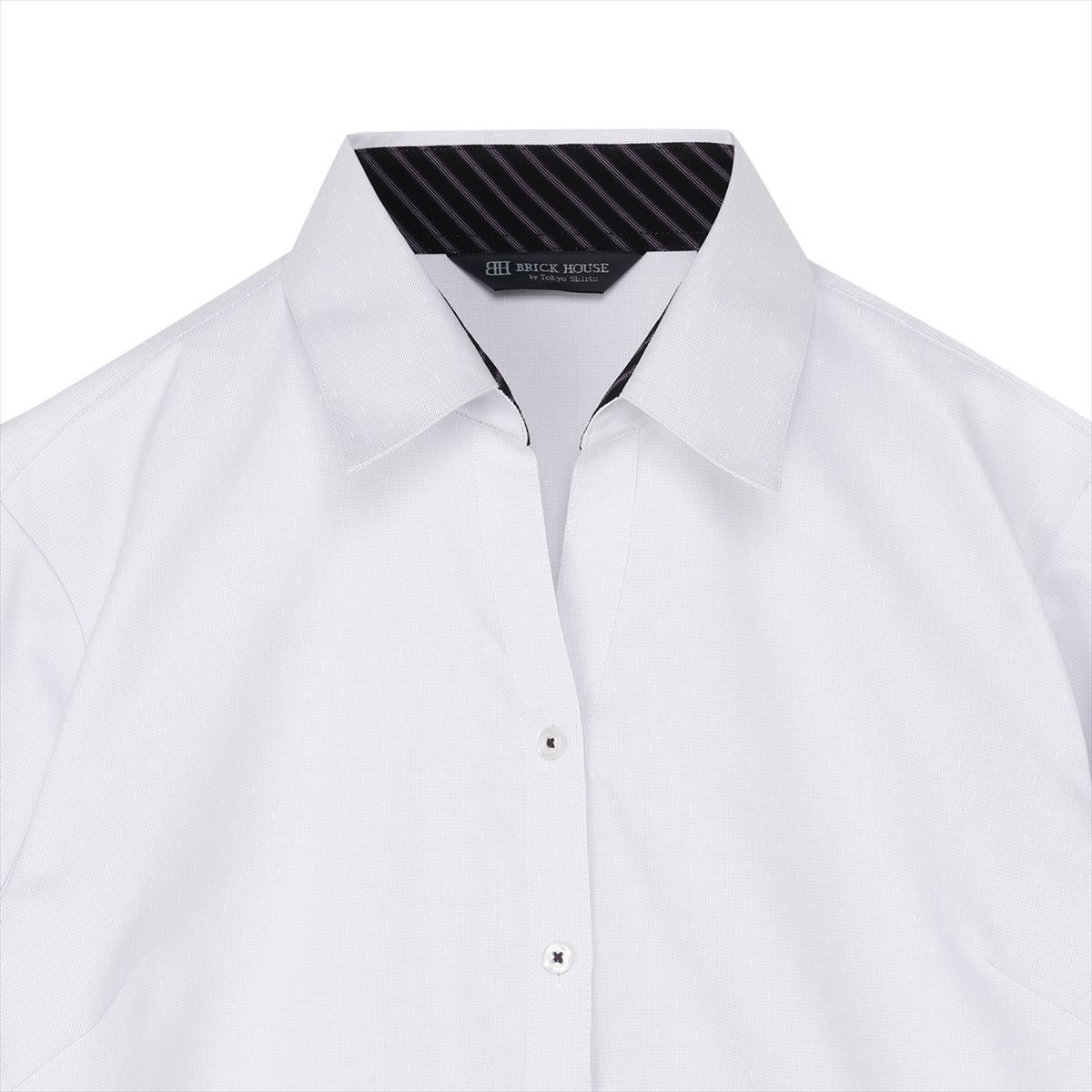 【透け防止】 スキッパー 長袖 形態安定 レディースシャツ／ブリックハウス（BRICKHOUSE）