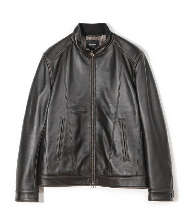 Leather Jacket - スタンドカラーシングルライダース シープレザージャケット＜エイジング加工＞／メンズビギ（MEN'S BIGI）