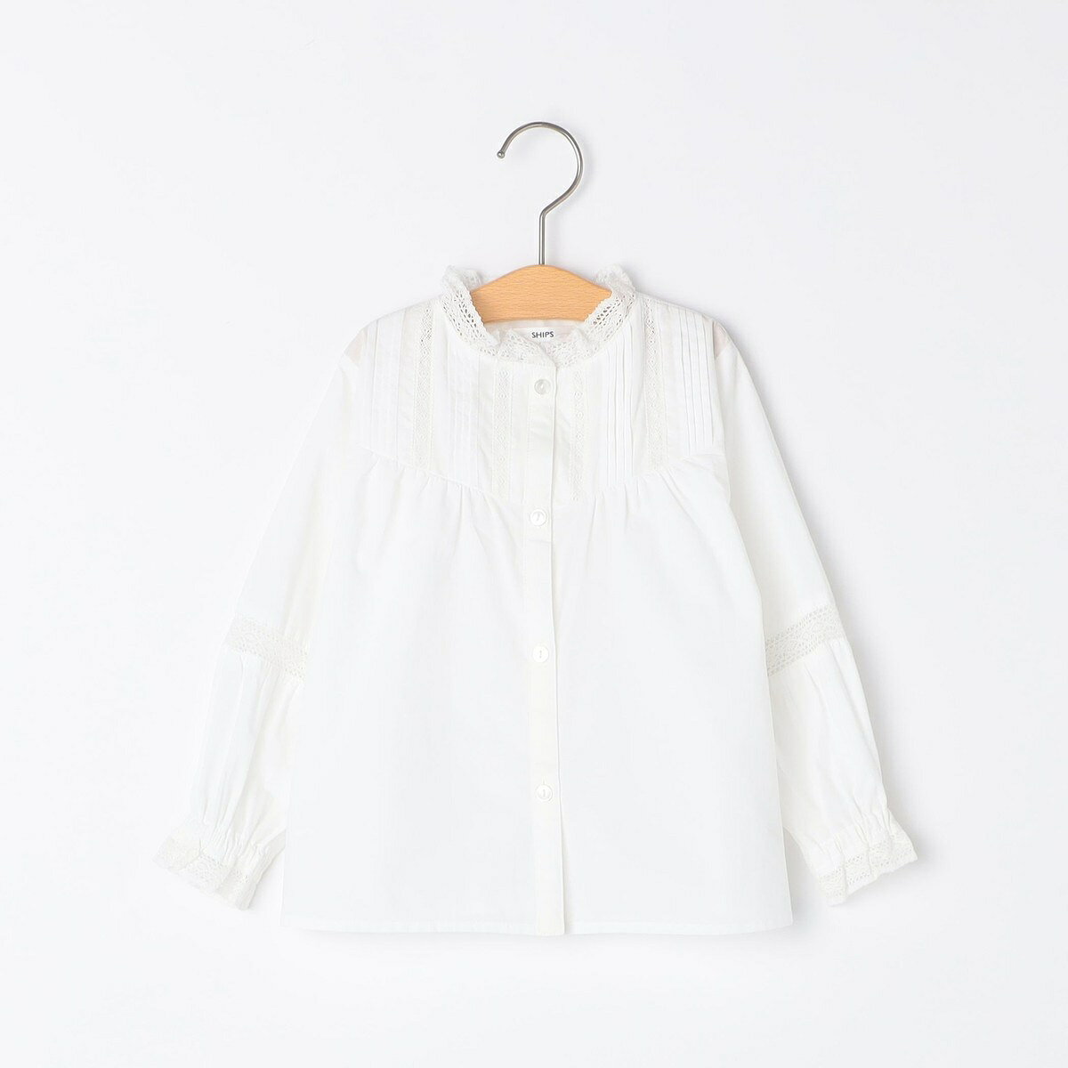 SHIPS KIDS:80〜90cm / ピンタック レース ブラウス／シップス（SHIPS）