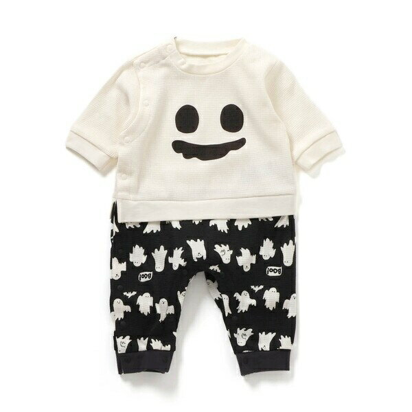 【リンク】ほね・おばけ蓄光プリントワッフルカバーオール/アンパサンド(Ampersand)