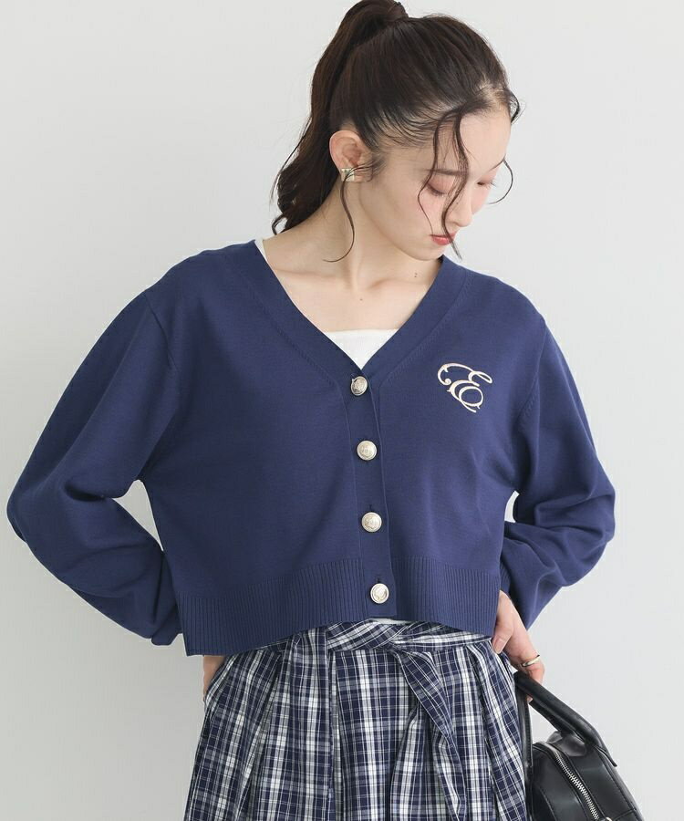 ロゴ刺繍カーディガン／アースミュージック＆エコロジー（earth music＆ecology）
