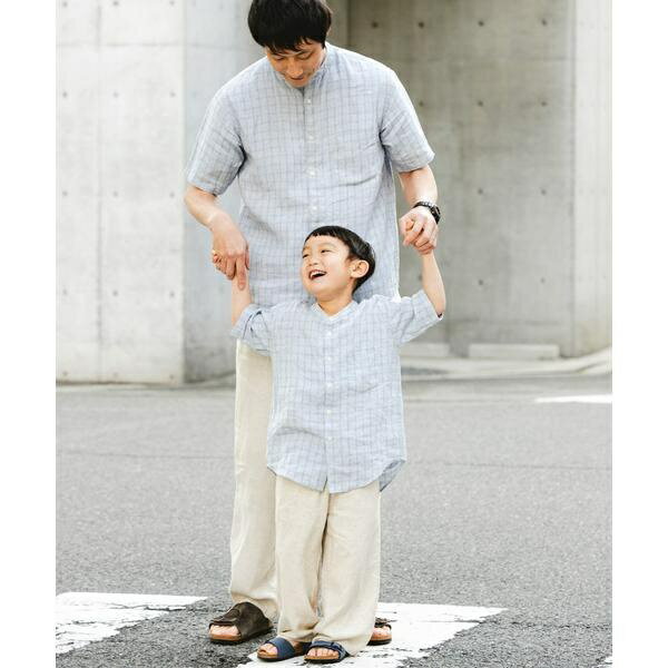 『親子リンク』シルケットリネンバンドカラーシャツ(KIDS)／アーバンリサーチ ドアーズ（URBAN RESEARCH DOORS）