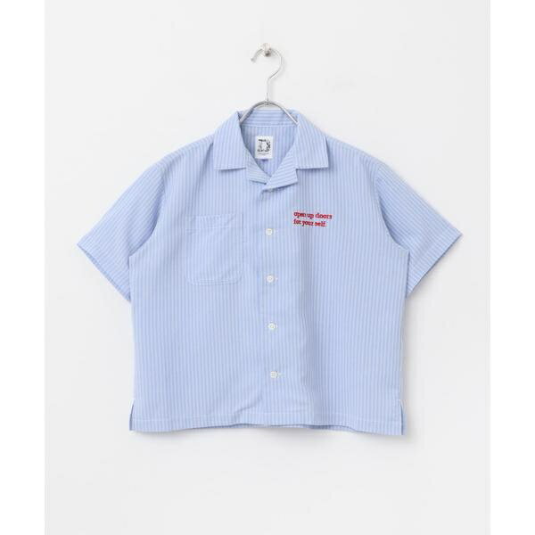 『WEB/一部店舗限定サイズ』ロゴ刺繍ストライプシャツ(KIDS)／アーバンリサーチ ドアーズ（URBAN RESEARCH DOORS）