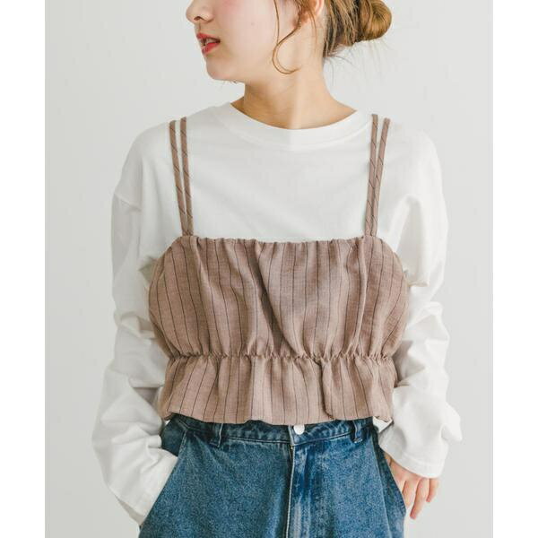 ストライプシャーリングビスチェ／アイテムズ アーバンリサーチ（ITEMS URBAN RESEARCH）