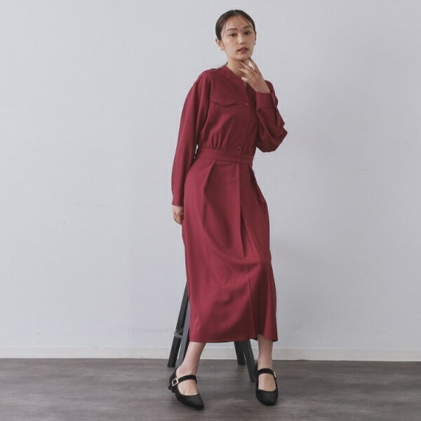 ウールライクフィット＆フレアワンピース【洗濯機OK】／オペークドットクリップ（OPAQUE.CLIP）