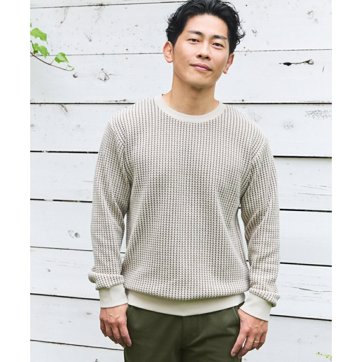 【芸能人着用/親子コーデ】ビッグワッフルクルーネックプルオーバー／イッカ（ikka）