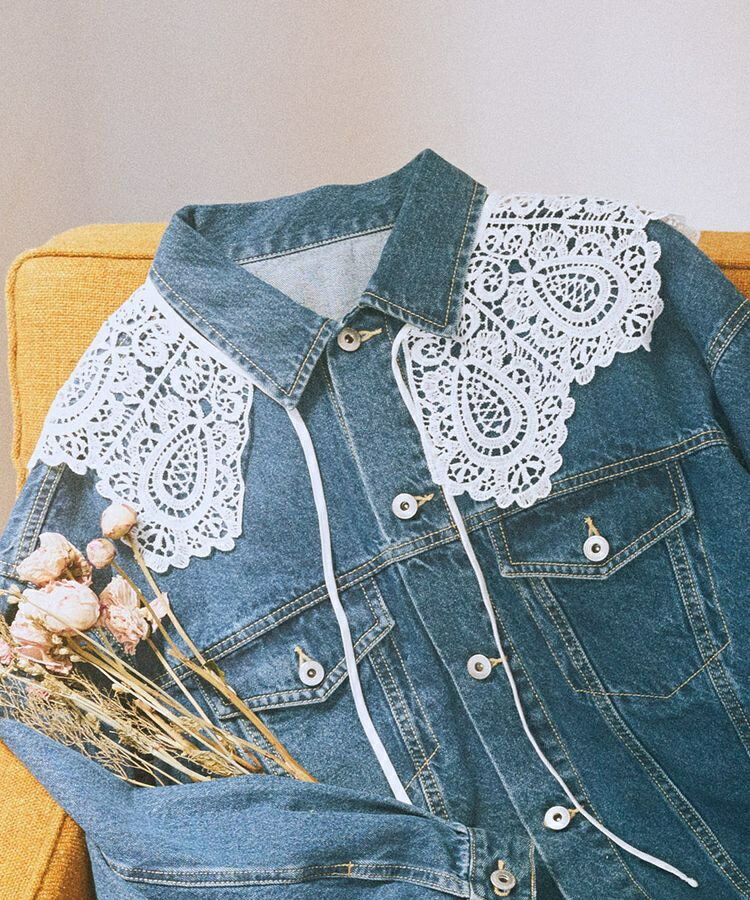 スカラップレース付け襟／アースミュージック＆エコロジー（earth music＆ecology）