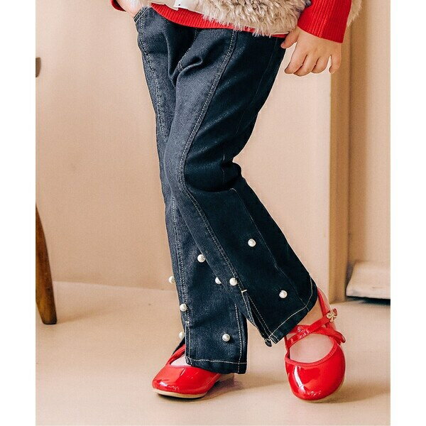 裾パール・ラインストーンフレアきゅんパンツ 10分丈／アプレ レ クール（apres les cours）