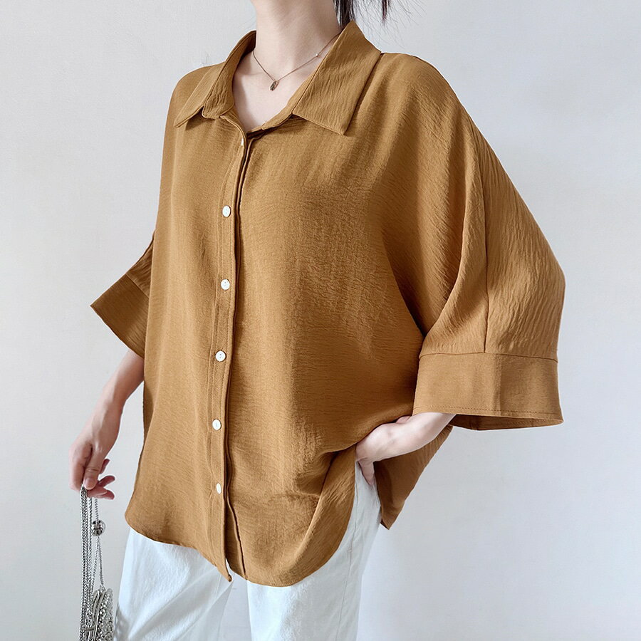 7分袖ポンチョ風シャツ／ドゥーベル（Doux Belle）