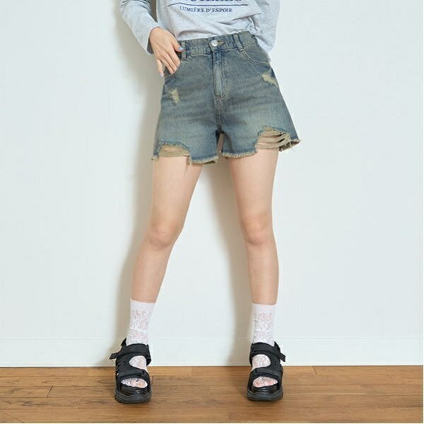 【LTXC】ダメージデニムショートパンツ／ラブトキシック（Lovetoxic）のサムネイル