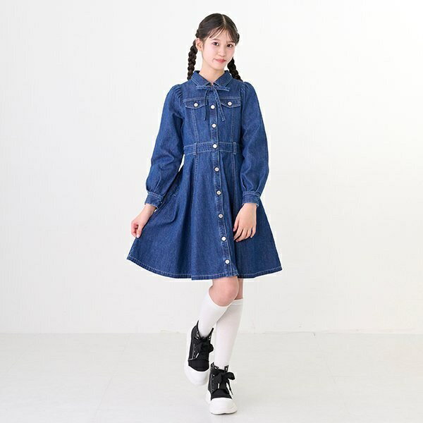 ボリュームスリーブフレアーワンピース／メゾピアノジュニア（mezzo piano junior）