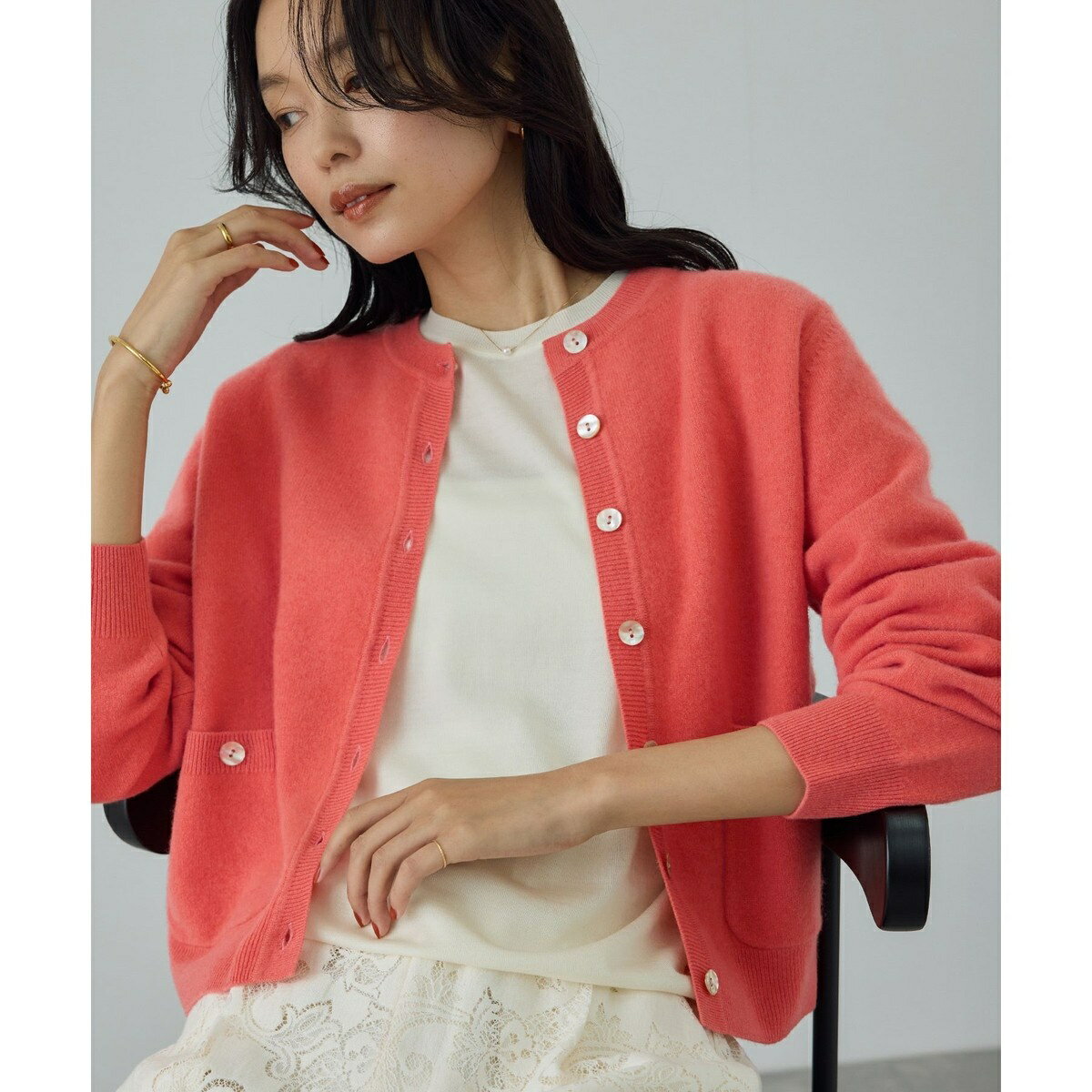 【一部WEB限定】ウールカシミヤ ブレンドニットカーディガン/イージーケア／ロペ（ROPE'）