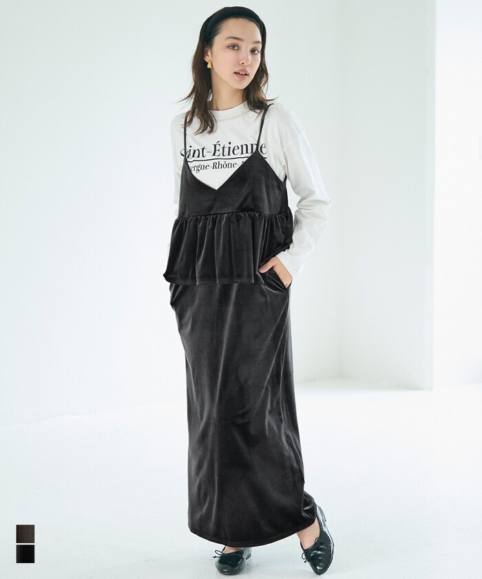 ベロアドッキングキャミワンピース 全2色／コカ（coca）のサムネイル