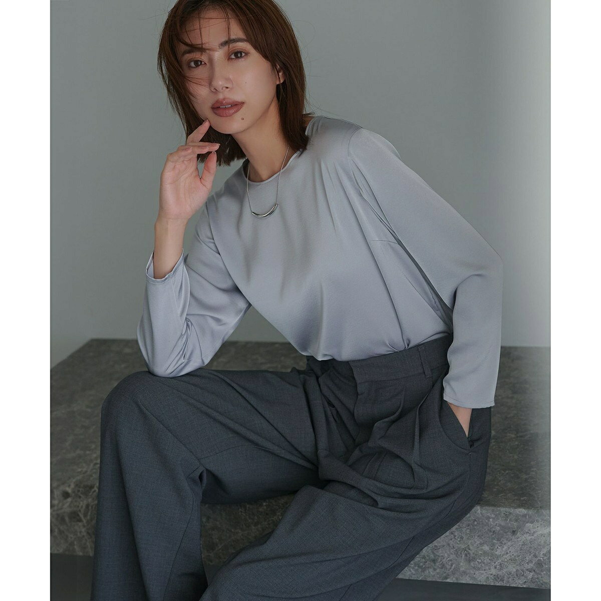 【洗える】サテン ロングスリーブ Tシャツ／23区（23KU） 0101marui-13015789 丸井(マルイ)楽天市場店 サンプル画像3