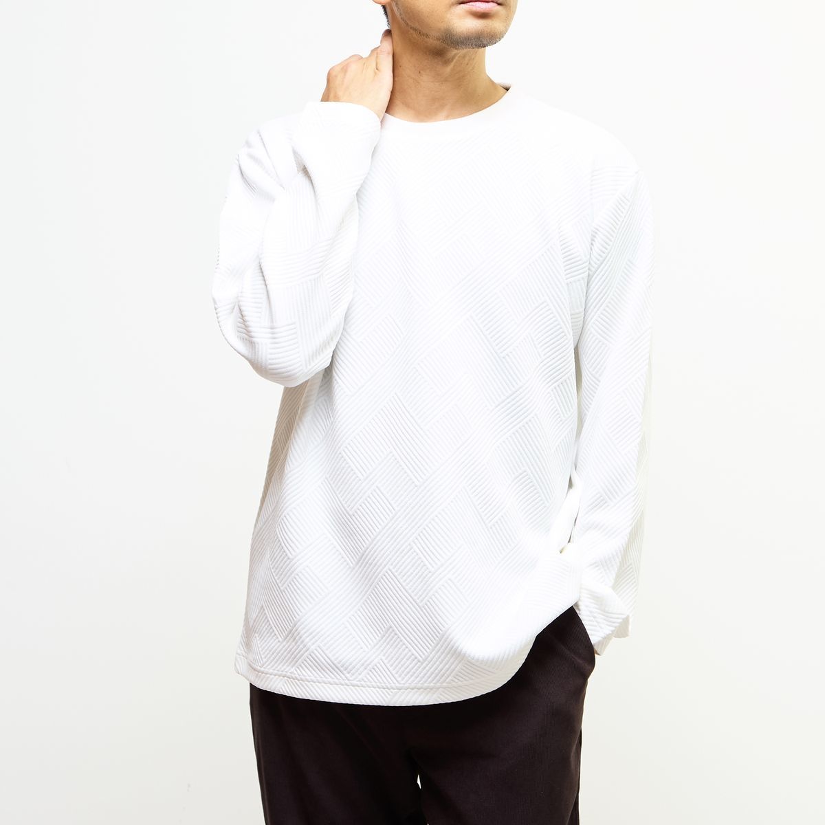 Long-Sleeved - 【MASTER FRAME/マスターフレーム】ブリスタージャガード長袖クルーネックTシャツ／メンズメルローズ（MEN'S MELROSE）