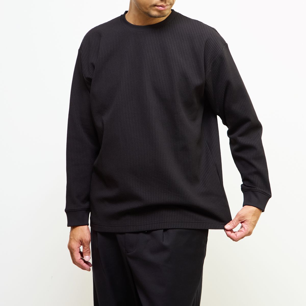 エステルワッフル長袖クルーネックTシャツ／メンズメルローズ（MEN'S MELROSE）