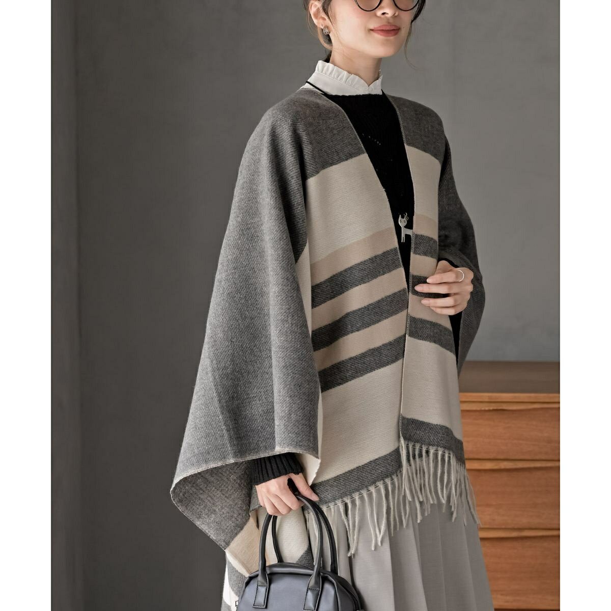 配色大判ストールポンチョ／アール・ピー・エス（r.p.s）