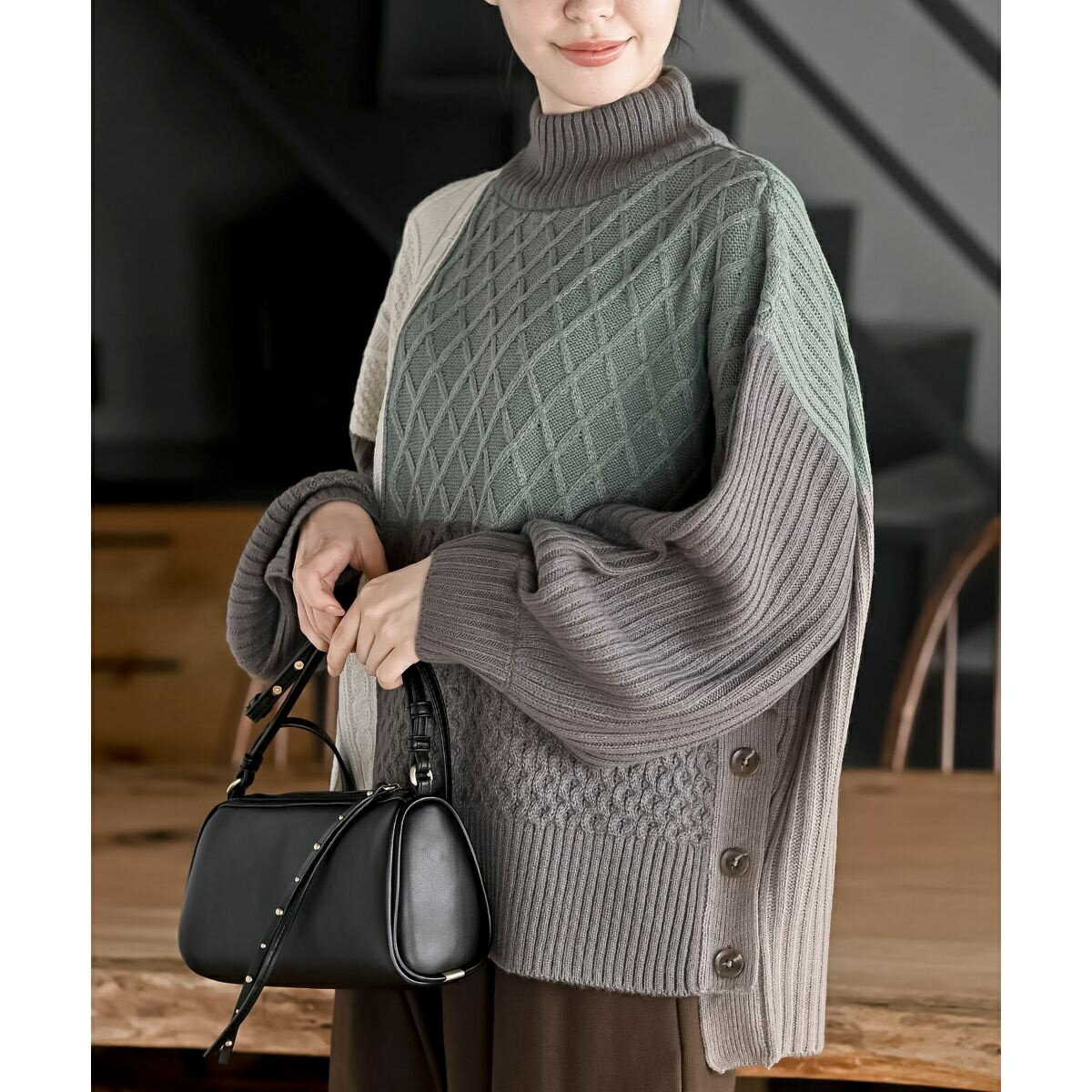 パネル切替サイド釦ニットプルオーバー／アール・ピー・エス（r.p.s）