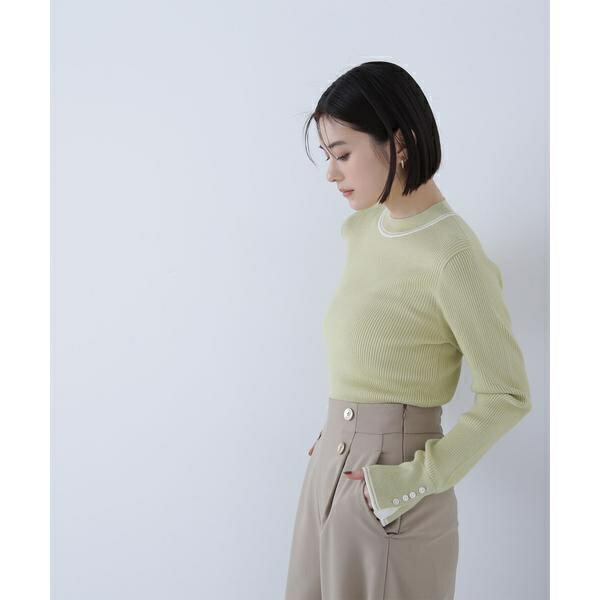 バイカラーラインリブニット／ナチュラルビューティーベーシック（NATURAL BEAUTY BASIC）のサムネイル