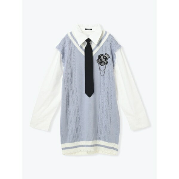 ケーブルフェイクレイヤーユニセックスニットベスト／ノエミー（NOEMIE）