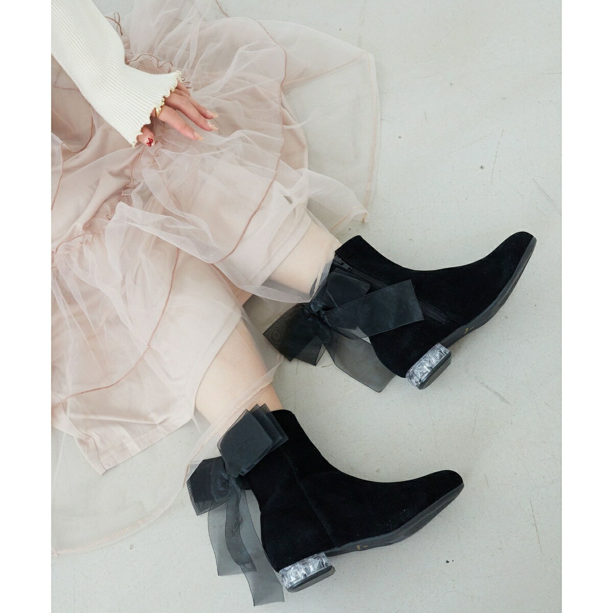 ローヒール取り外しリボンブーツ／マジェスティックレゴン（MAJESTIC LEGON）