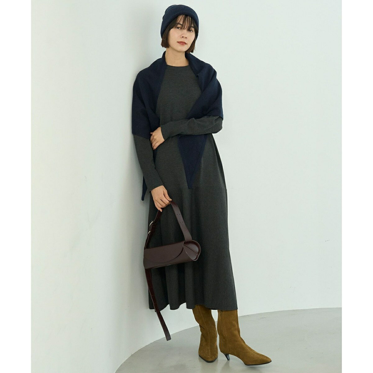 【野呂佳代さん着用】マイビューティニット フレアワンピース／アンフィーロ（UNFILO）