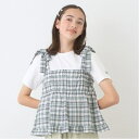 【機能素材】チェックビスチェ+Tシャツセット/ポンポネットジュニア(pom ponette junior)