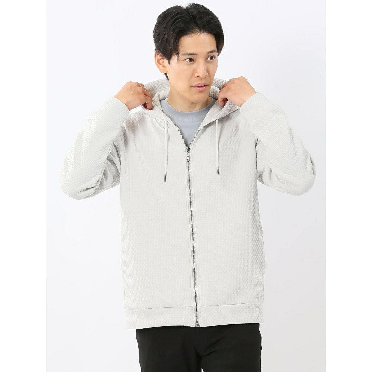 【ストレッチ】タカキュー ふくれジャガード 長袖ジップパーカー／タカキュー（TAKA-Q）