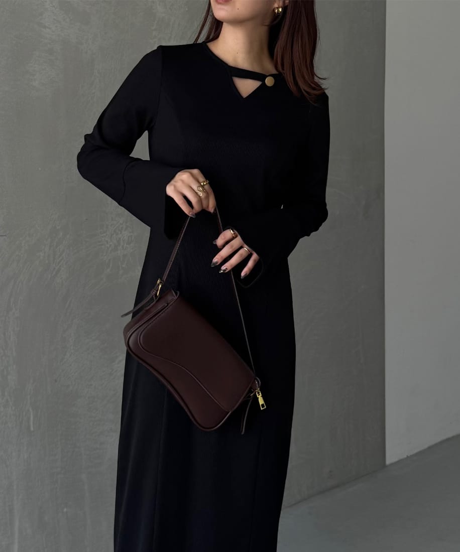 フレアスリーブIラインリブワンピース／ジュノア（JUNOAH）