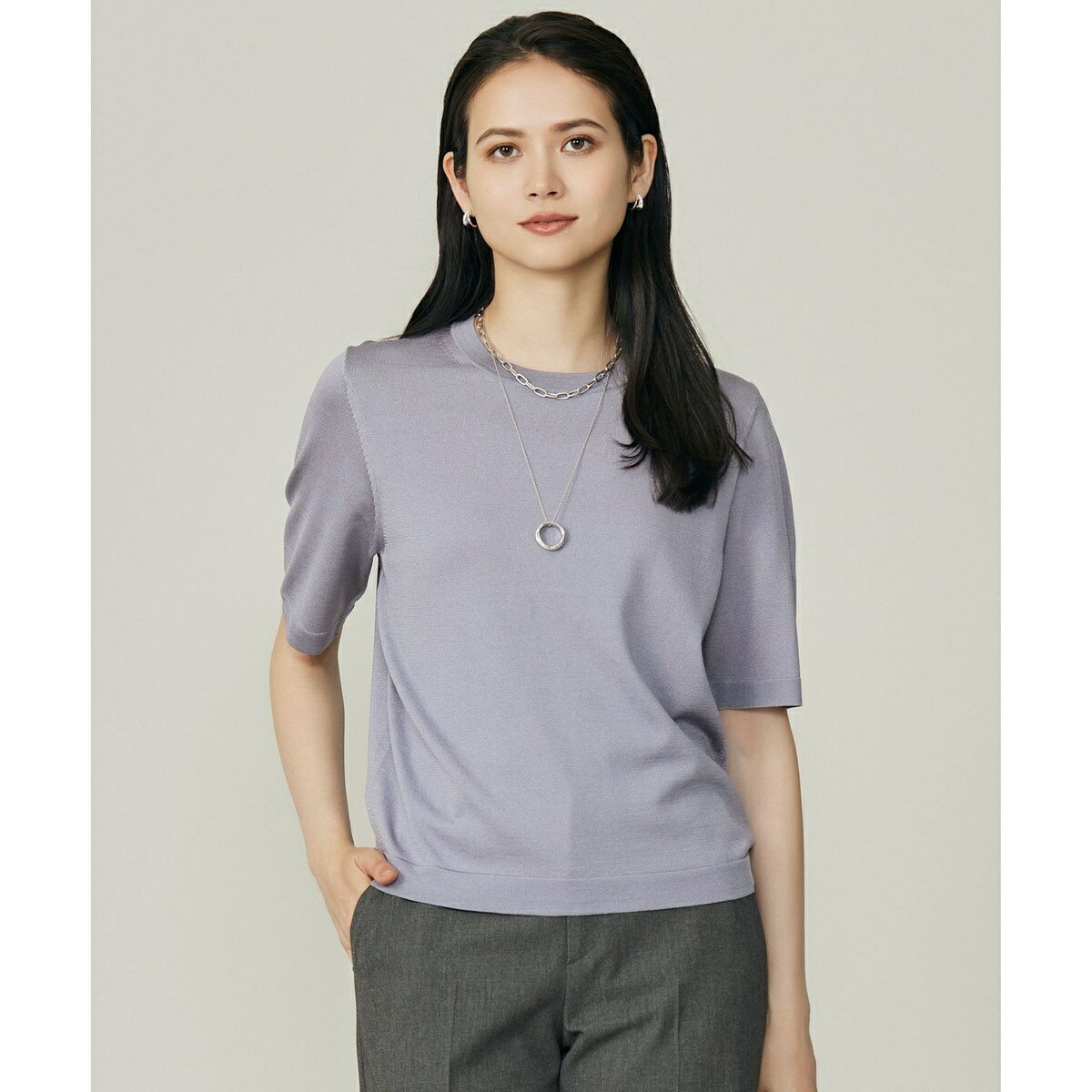 【アンサンブル対応】アセテートコットンプルオーバー ニット／自由区（JIYU-KU）