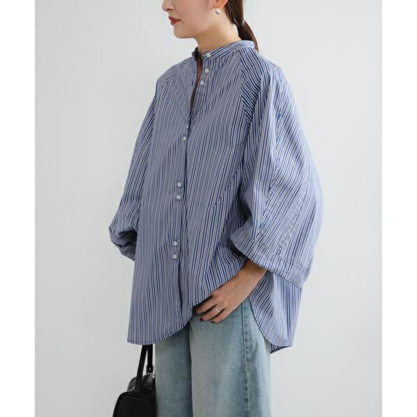 イレギュラーヘムスタンドカラー7分袖ブラウス／アーバンリサーチ（URBAN RESEARCH）