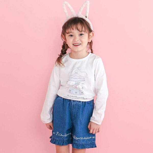 メリーゴーランドプリントTシャツ+チュールキャミワンピース(90~130cm)／スラップ...