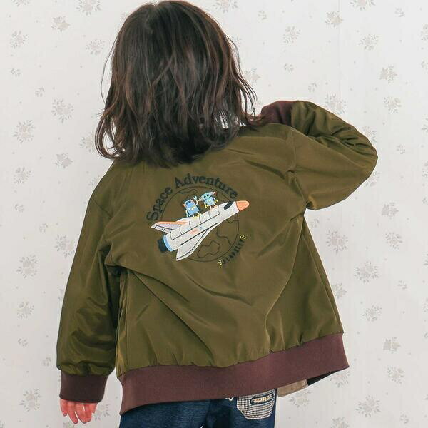 アニマルイヌ消防車スペースシャトルロボット背中刺しゅうリバーシブルスタジャン(80~130cm)/スラップスリップ(SLAP SLIP)