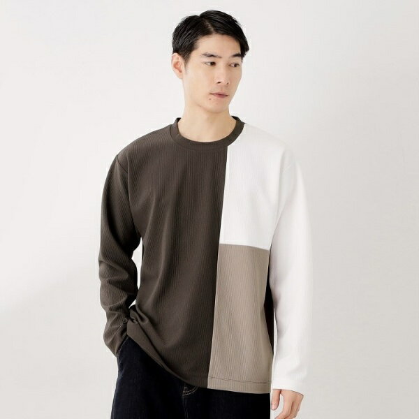 【一枚で着映える】パネルブロッキング長袖Tシャツ 【洗濯機OK】／ザ ショップ ティーケー（THE SHOP TK）